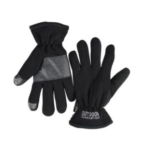 כפפות פליז שחורות למסך מגע Outdoor - דגם FLEECE TOUCH מחממות לטיולים
