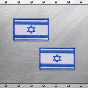 זוג פאצ'ים רקומים דגל ישראל עם סקוטש | לכובע וביגוד טקטי - כחול לבן