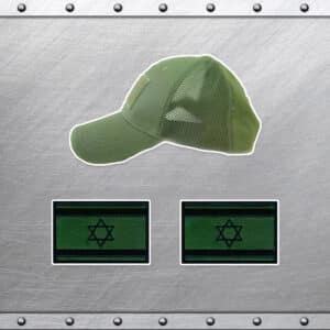כובע טקטי ירוק מתכוונן עם 2 פאצ'ים תואמים