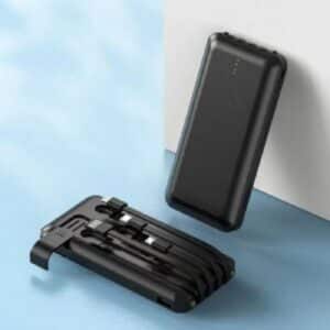 סוללת גיבוי ניידת Power Bank 10000mAh עם כבלים מובנים וטעינה מהירה