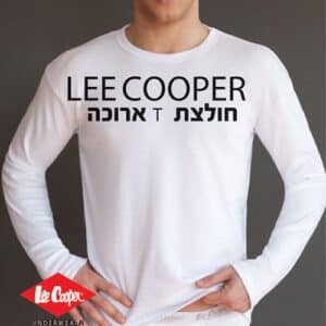 חולצת טי לבנה ארוכה LEE COOPER – צווארון עגול מכותנה
