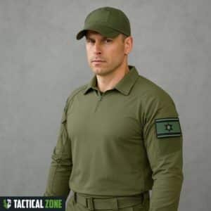 סט טקטי ירוק מלא: חולצה, כובע ו-2 פאצ'ים