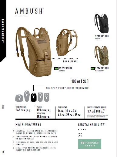 שלוקר קאמל בק טקטי - AMBUSH™ Hydration Pack 3L 2 שלוקר קאמל בק טקטי - AMBUSH™ Hydration Pack 3L שלוקר קאמל בק טקטי - AMBUSH™ Hydration Pack 3L – תמונה 2